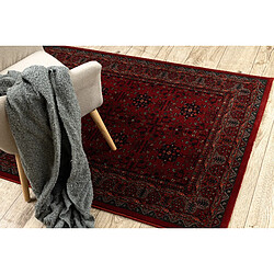 RUGSX Tapis en laine KASHQAI 4302 300 Fleurs, cadre bordeaux 120x170 cm pas cher