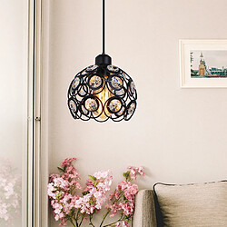 Stoex Moderne Lampe Suspension en Fer Cristal Ø26CM, Lustre Abat-Jour Plafonniers Style Industrielle, E27 Noir