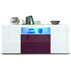 Mpc Buffet Moderne Blanc Et Mûre Haute Brillance + LED 72 X 167 X 35