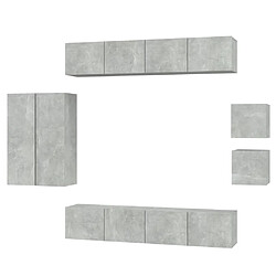 Maison Chic Ensemble de meubles TV 8 pcs | Banc TV Moderne pour salon | Meuble de Rangement - Gris béton Bois d'ingénierie -MN56716