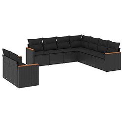 Maison Chic Ensemble Tables et chaises d'extérieur 9 pcs avec coussins,Salon de jardin noir résine tressée -GKD732027