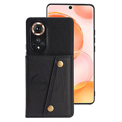 Coque en TPU + PU antichoc avec porte-cartes noir pour votre Huawei nova 9/Honor 50