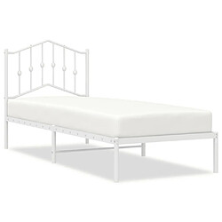 Maison Chic Lit adulte - Cadre de lit métal avec tête de lit,Structure du lit Contemporain pour chambre blanc 75x190 cm -MN12726