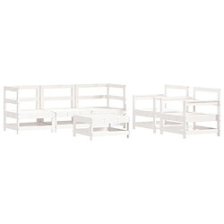 Avis Maison Chic Salon de jardin 6 pcs + coussins - Mobilier/Meubles de jardin - Table et chaises d'extérieur blanc bois massif -MN22072