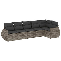 vidaXL Salon de jardin 6 pcs avec coussins gris résine tressée