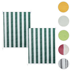 Mendler Lot de 2 stores à enroulement HWC-D52, store à enroulement latéral, 100x160cm protection solaire opaque ~ vert/blanc