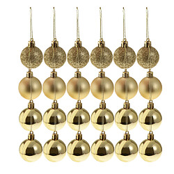 24pcs 4cm joyeux noël ornements boules de Noël arbre accrochant décor or