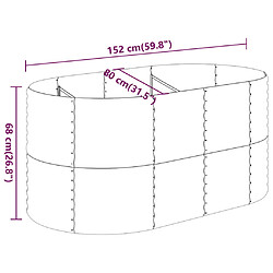 vidaXL Lit surélevé de jardin Acier enduit de poudre 152x80x68 cm Vert pas cher