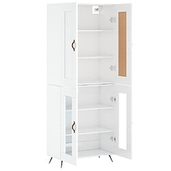 Avis vidaXL Buffet haut Blanc brillant 69,5x34x180 cm Bois d'ingénierie