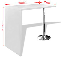 Acheter vidaXL Table de bar MDF avec 1 pied en acier Haut brillance Blanc