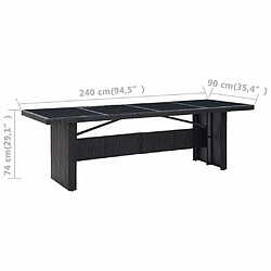 Acheter Maison Chic Table de jardin | Table d'extérieur Noir 240x90x74 cm Résine tressée et verre -GKD41586