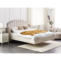 Beliani Lit double en tissu 160 x 200 cm beige AMBILLOU