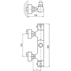 Rav Mitigeur douche mural thermostatique en laiton doré - sortie haut