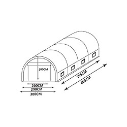 Vente-Unique Serre tunnel avec structure en acier 12 m² - L300 x l400 x H200 cm - IPOMEA pas cher