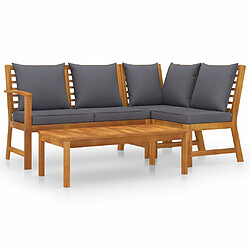 Maison Chic Salon de jardin 4 pcs - Table et chaises d'extérieur - Mobilier/Meubles de jardin Moderne avec coussin Bois d'acacia solide -MN97711