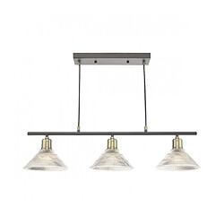 Avis Luminaire Center Suspension Boyd Laiton antique,verre côtelé 3 ampoules 20cm