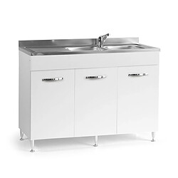 Webmarketpoint Évier de cuisine 3 portes réversible blanc Cm 120x50xH 85