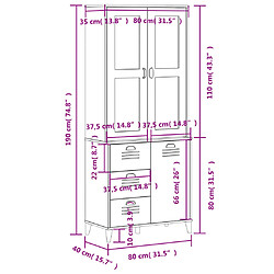 vidaXL Buffet VIKEN blanc 80x40x190 cm bois massif de pin pas cher