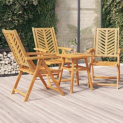 Maison Chic Lot de 3 Chaises de jardin inclinables,Fauteuil d'extérieur bois massif d'acacia -MN21245