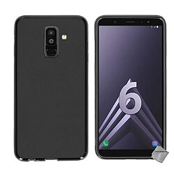 Htdmobiles Coque silicone gel fine pour Samsung Galaxy A6+ Plus (2018) + verre trempe - NOIR