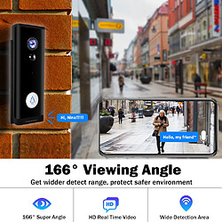 Universal Tuya Smart WiFi Vidéo Sonnette Vision Sans Fil Interphone Bidirectionnel Caméra Basse Puissance Télécommande Vidéo Heath(Le noir)