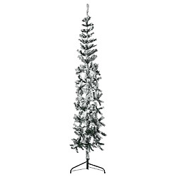 vidaXL Demi sapin de Noël artificiel mince avec neige floquée 240 cm