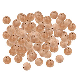 100pcs Perles Rondes En Bois 15mm