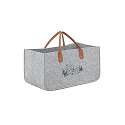 Aubry Gaspard Sac à bûches en feutrine 50 x 25 cm gris montagne.