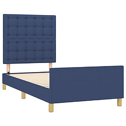 Avis vidaXL Cadre de lit sans matelas avec tête de lit bleu 80x200 cm tissu