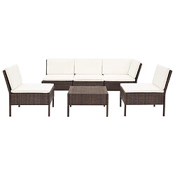 Maison Chic Salon de jardin 6 pcs + coussins - Mobilier/Meubles de jardin - Table et chaises d'extérieur Résine tressée Marron -MN94289