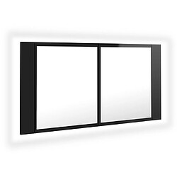 vidaXL Armoire à miroir de bain à LED Noir brillant Acrylique