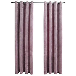 vidaXL Rideaux occultants avec anneaux 2 pcs Velours Rose 140x175 cm