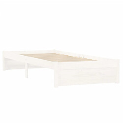 Avis vidaXL Cadre de lit sans matelas blanc bois massif 75x190 cm