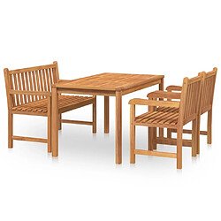 Salle à dîner de jardin 4 pcs,Table et chaise à manger Bois de teck massif -MN25238