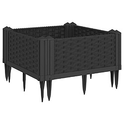 vidaXL Jardinière avec piquets noir 42,5x42,5x28,5 cm PP