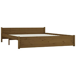 Avis vidaXL Cadre de lit sans matelas marron miel bois massif 200x200 cm