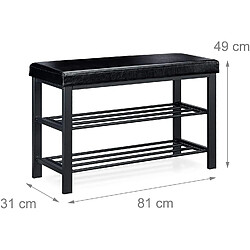 Helloshop26 Banc de rangement à chaussures meuble assise tabouret en synthétique 2 niveaux noir 13_0000360_3