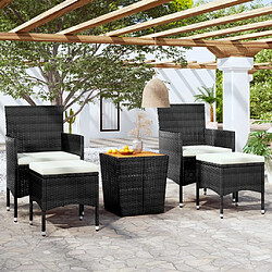 vidaXL Ensemble de bistro de jardin 5pcs Résine tressée et acacia Noir