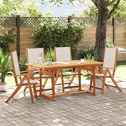 vidaXL Ensemble à manger de jardin 5pcs bois d'acacia solide textilène