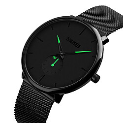 Montre-bracelet en acier inoxydable à robe analogique ultra-mince pour homme minimaliste imperméable