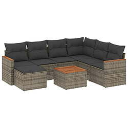 vidaXL Salon de jardin 8 pcs avec coussins gris résine tressée