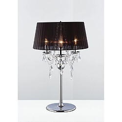 Luminaire Center Lampe de Table Olivia avec Abat jour noir 3 Ampoules chrome poli/cristal