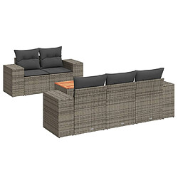 vidaXL Salon de jardin 6 pcs avec coussins gris résine tressée