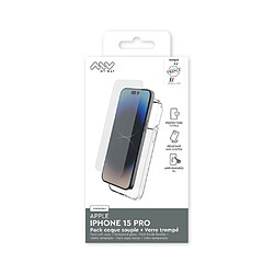 My Way Myway Coque pour Apple iPhone 15 Pro Souple et Protection d'Écran en Verre Trempé Transparent