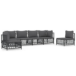 vidaXL Salon de jardin avec coussins 6 pcs anthracite acier