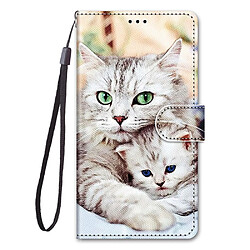 Etui en PU avec support B05 chat tient son chaton pour votre Samsung Galaxy A13 4G