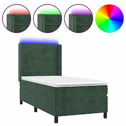 Maison Chic Lit adulte- Lit + matelas,Sommier à lattes de lit et matelas et LED Vert foncé 90x200cm -GKD18452