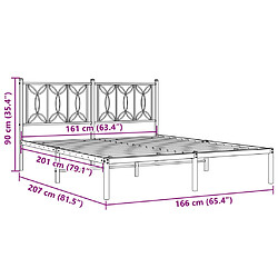 Vidaxl Cadre de lit métal avec tête de lit blanc 160x200 cm pas cher
