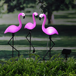 HI Pieu de jardin solaire à LED Flamant rose 3 pcs