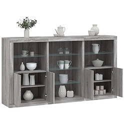 Maison Chic Commode Buffet - Meuble de rangement avec lumières LED sonoma gris 181,5x37x100 cm -GKD85905